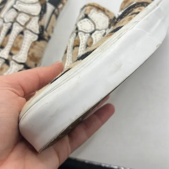 Vans Hazy Bone Skeleton Slip On Sneakers Shoes Mules Brown Womens 8 Mens 6.5