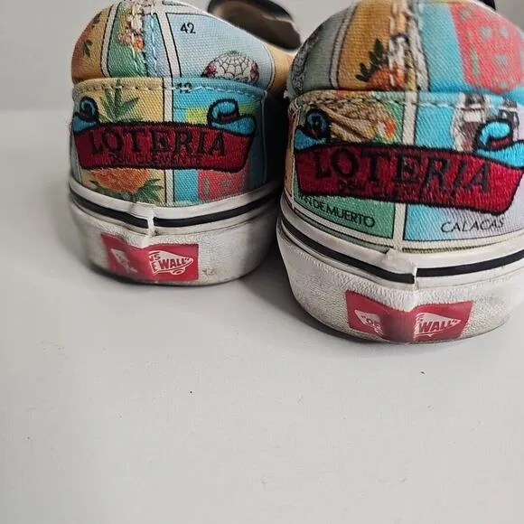 Vans Mexican Loteria Slip On Shoes Size W8.5 M7.0
