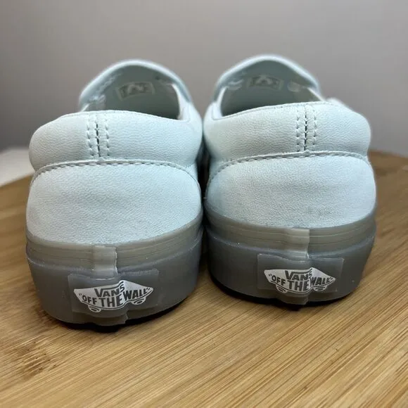 Vans Women's Size 5.5 Classic Slip On Translucent Gum Wan Blue Leather Shoes