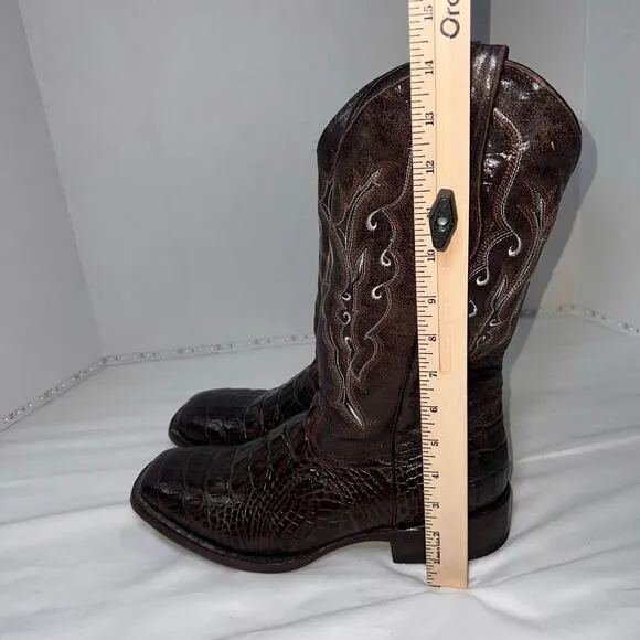 Veari Boots Mens Size 10.5 D Brown Croc Look Genuine Leather Design Western