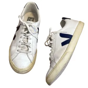 Veja White and Blue Classic Campo Sneakers Shoes Size 10