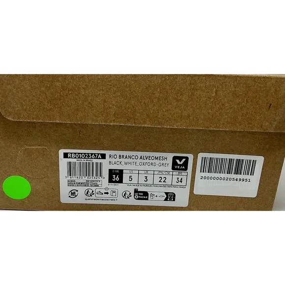 🆕Veja Womens Rio Branco Alveomesh Gray Black Sneakers Shoes NIB Size US 5
