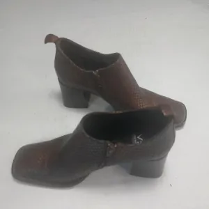 VERO CUOIO Italian Leather Slipon Women's Block Heels Shoes Size 9.5M