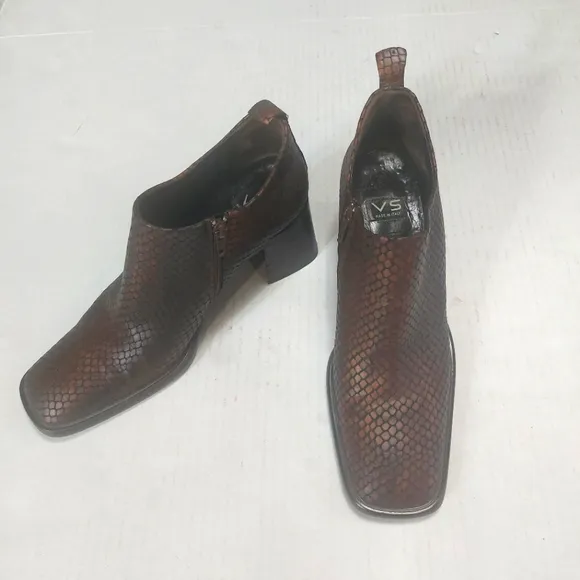 VERO CUOIO Italian Leather Slipon Women's Block Heels Shoes Size 9.5M