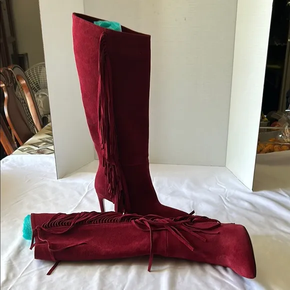 Vero Cuoio Red Over the Knee Boots Sleek Design