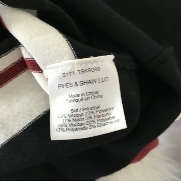 Veronica Beard Audrey Black Cream &amp; Brick Off The Shoulder Stripe Knit Sweater M