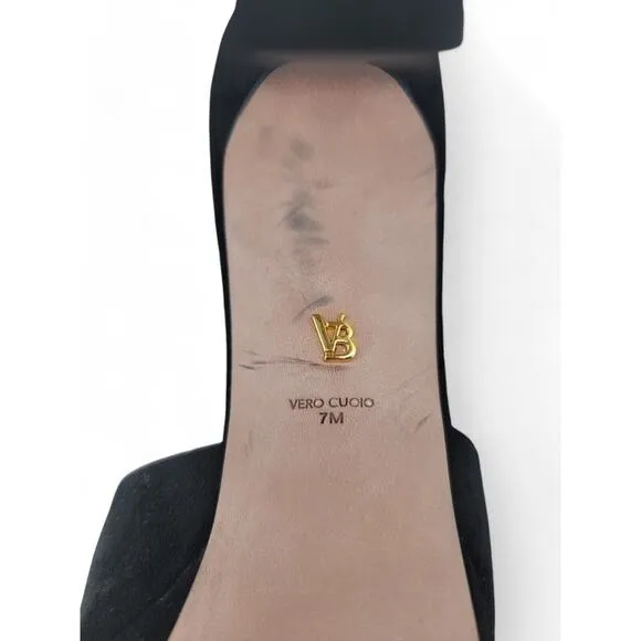 Veronica Beard Dali Platform Heels Black Suede Womens 7 Elegant Open-Toe Sandal