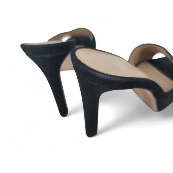 Veronica Beard Dali Platform Heels Black Suede Womens 7 Elegant Open-Toe Sandal