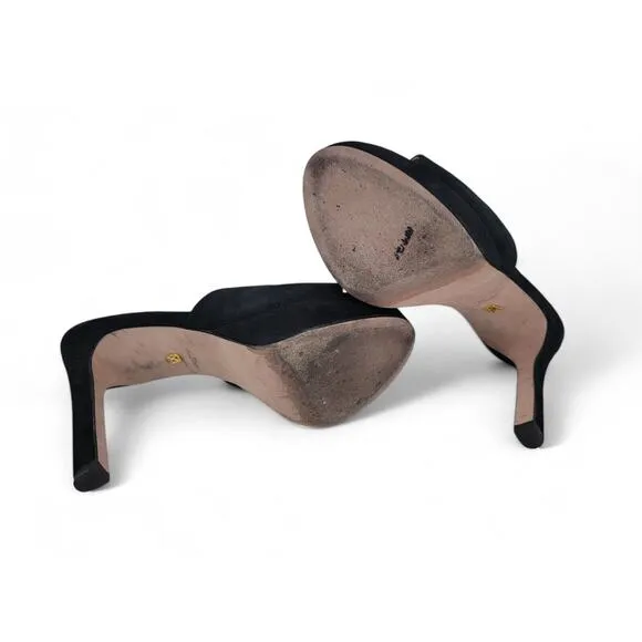 Veronica Beard Dali Platform Heels Black Suede Womens 7 Elegant Open-Toe Sandal