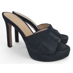 Veronica Beard Dali Platform Heels Black Suede Womens 7 Elegant Open-Toe Sandal