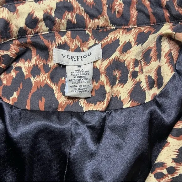 Vertigo Paris double breasted tie belt cheetah print trench coat Size M