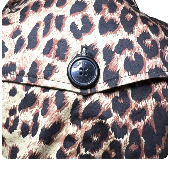 Vertigo Paris double breasted tie belt cheetah print trench coat Size M