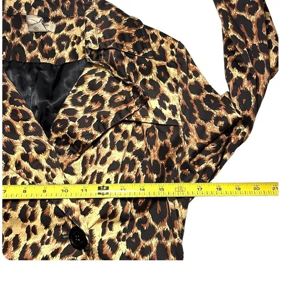 Vertigo Paris double breasted tie belt cheetah print trench coat Size M