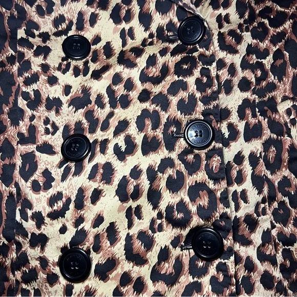 Vertigo Paris double breasted tie belt cheetah print trench coat Size M