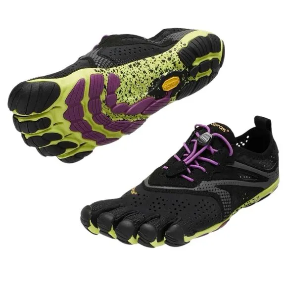Vibram FiveFingers Women's Size 7.5 V-Run Black/Yellow/Purple Shoes NWOT