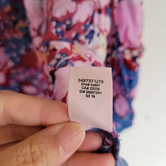 Victoria's Secret Blue Pink Floral Open Kimono PJ Sleep Gown Robe Sz XS / Small