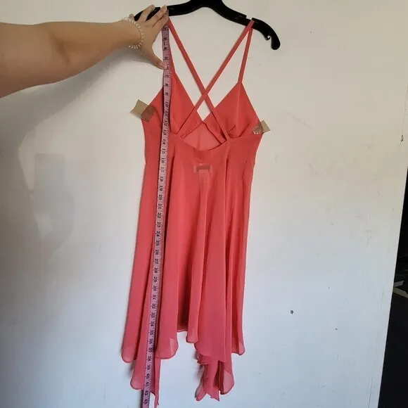 Victoria's Secret Collection Coral Pink Strappy Night Gown Sheer Dress Sz Small