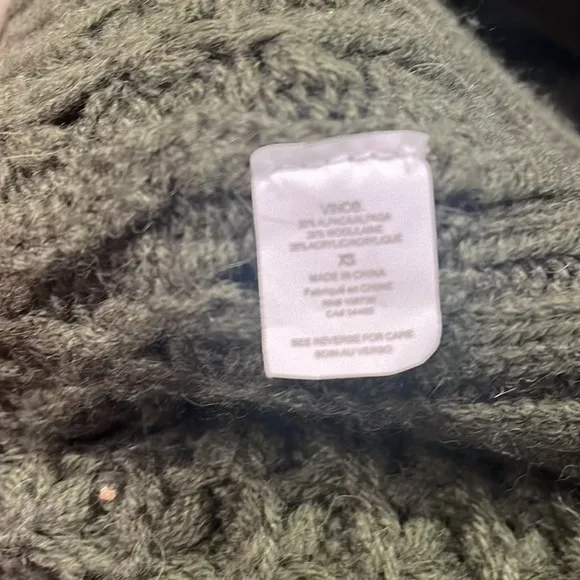 Vince Army Green Alpaca Wool Blend Sweater Sz XS