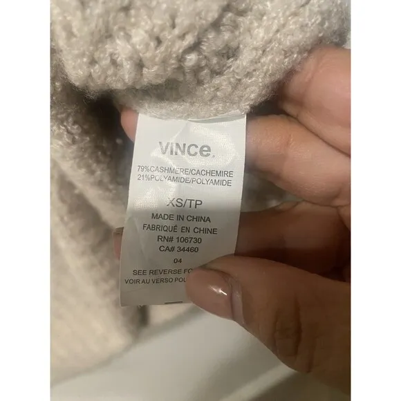 Vince beige cashmere blend sweater size ribbed knit Size XS oversized