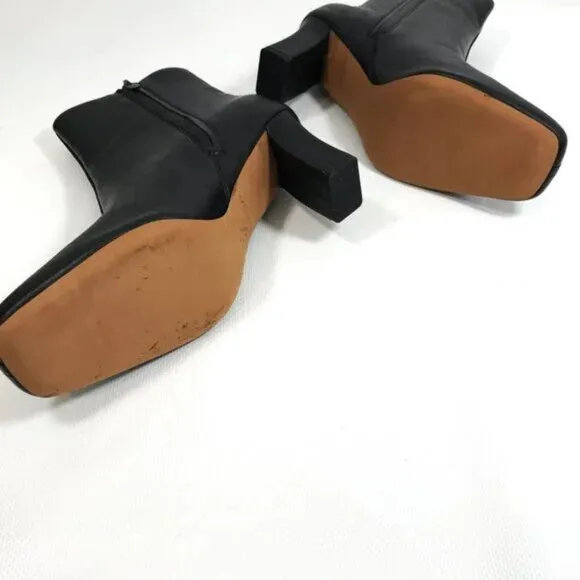 VINCE Black Leather Ankle Boots Women Size 10