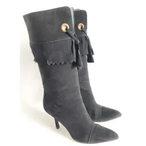 Vince Camuto IMAGINE Suede All Leather Western Boho Chic Fringe High Heel Boots