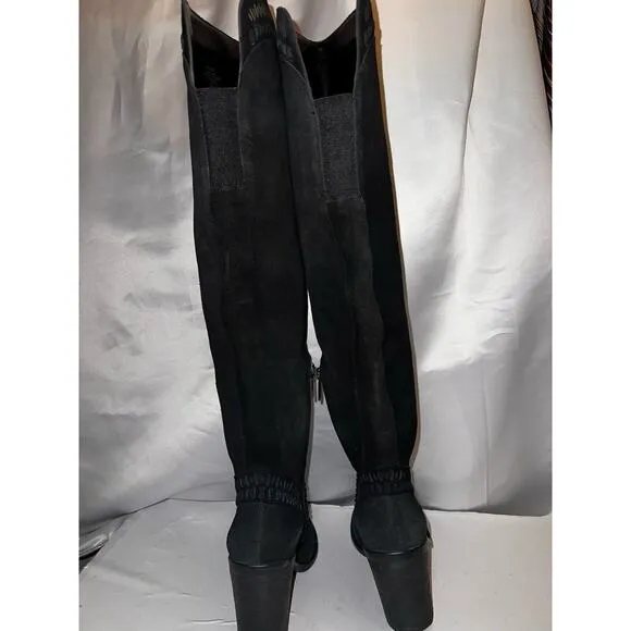 VINCE CAMUTO MADOLEE OVER THE KNEE BOOT BLACK SUEDE LEATHER SIZE 5 M