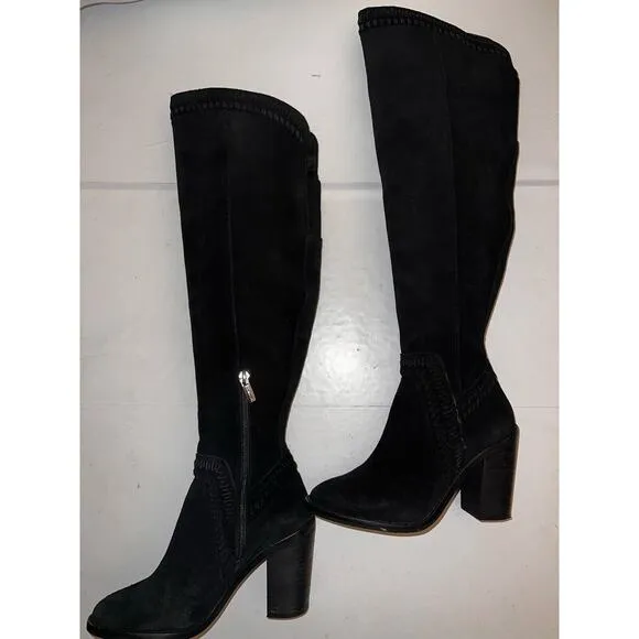 VINCE CAMUTO MADOLEE OVER THE KNEE BOOT BLACK SUEDE LEATHER SIZE 5 M