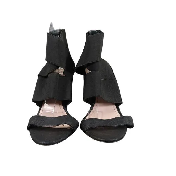 Vince Camuto Shoes Womens 8 Pump Stiletto Heel Zip Open Toe Black Straps Ondetti