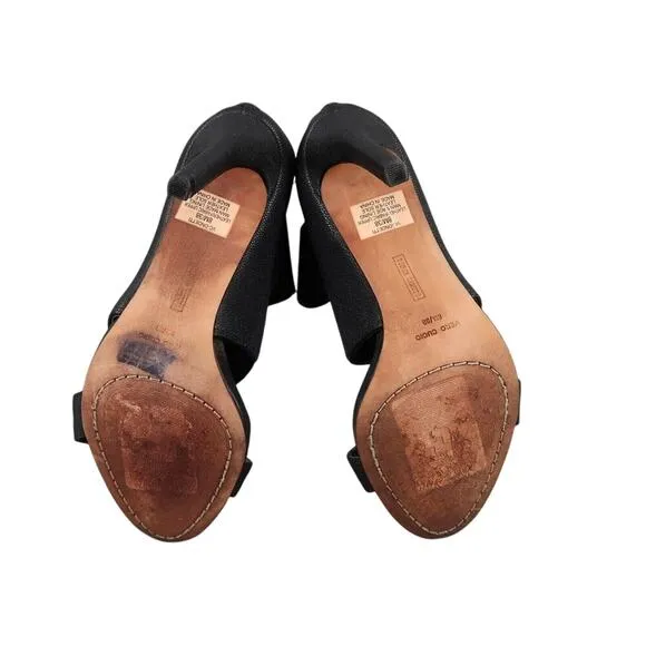 Vince Camuto Shoes Womens 8 Pump Stiletto Heel Zip Open Toe Black Straps Ondetti