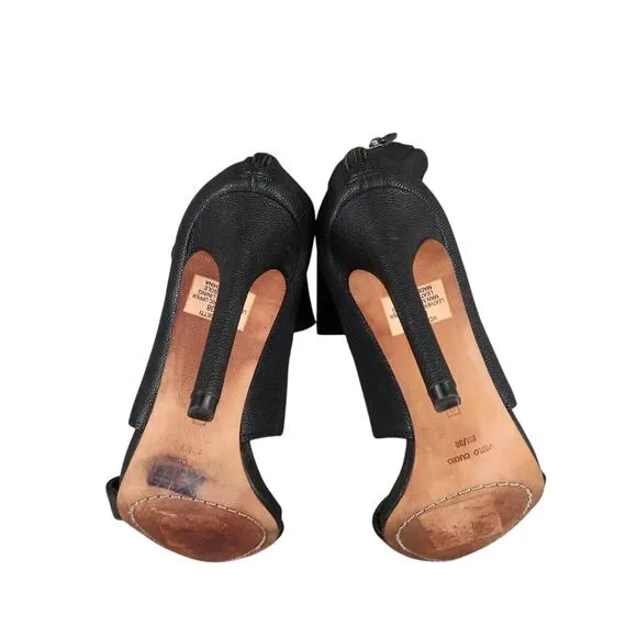 Vince Camuto Shoes Womens 8 Pump Stiletto Heel Zip Open Toe Black Straps Ondetti