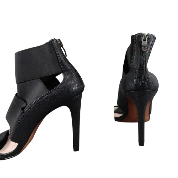 Vince Camuto Shoes Womens 8 Pump Stiletto Heel Zip Open Toe Black Straps Ondetti