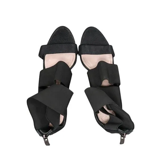 Vince Camuto Shoes Womens 8 Pump Stiletto Heel Zip Open Toe Black Straps Ondetti