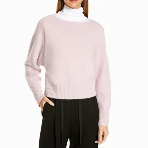 Vince Cropped Boat-neck Cashmere Sweater Pink Champagne Women's S Quiet Luxury