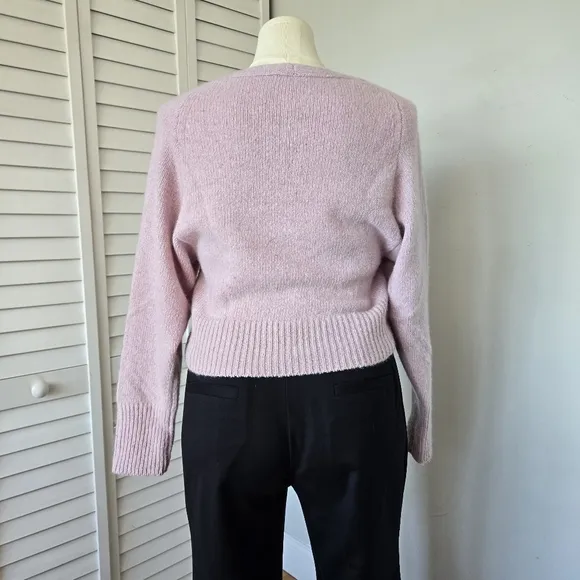 Vince Cropped Boat-neck Cashmere Sweater Pink Champagne Women's S Quiet Luxury