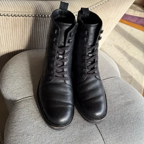 Vince Dominic Black Leather Men's Boots