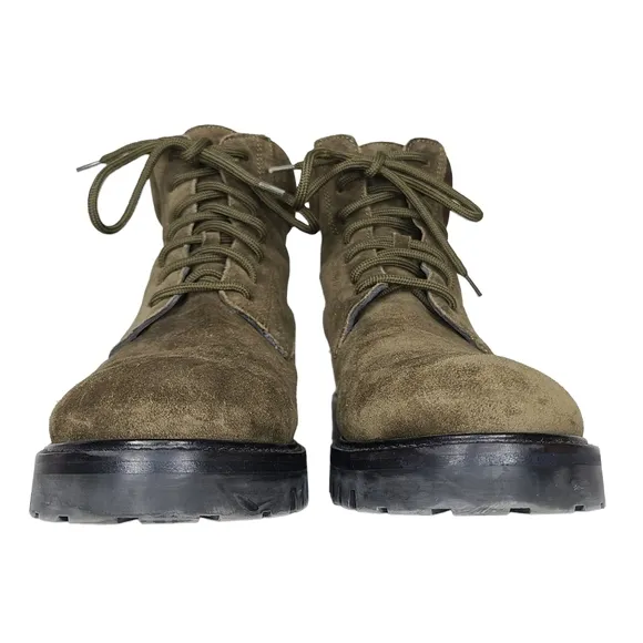 Vince Farley Suede Lace Up Combat Boots Dark Willow Size 10