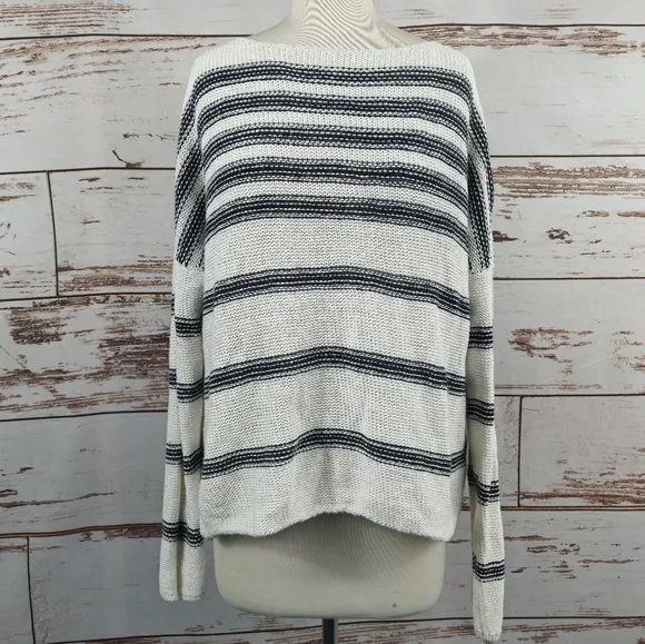 Vince Linen Striped Sailor Pullover Knit Sweater Size XL