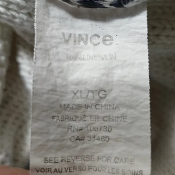 Vince Linen Striped Sailor Pullover Knit Sweater Size XL