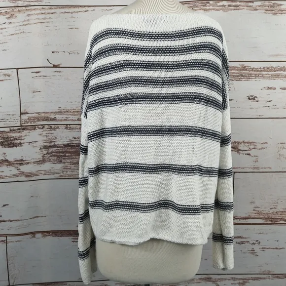 Vince Linen Striped Sailor Pullover Knit Sweater Size XL