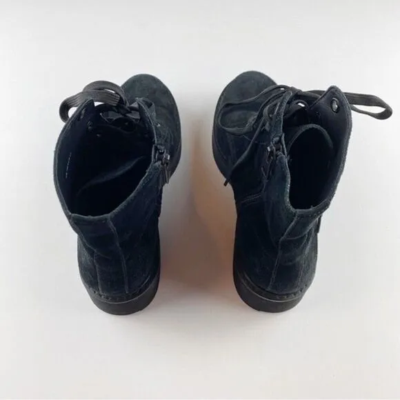 Vince Monastir Combat Boots Platform Lace-Up Black Suede Size 7