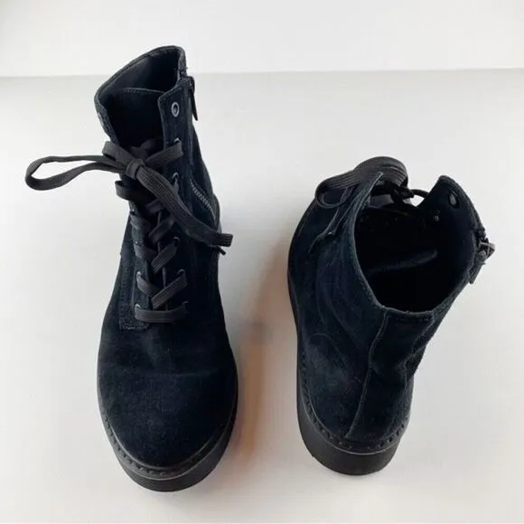 Vince Monastir Combat Boots Platform Lace-Up Black Suede Size 7