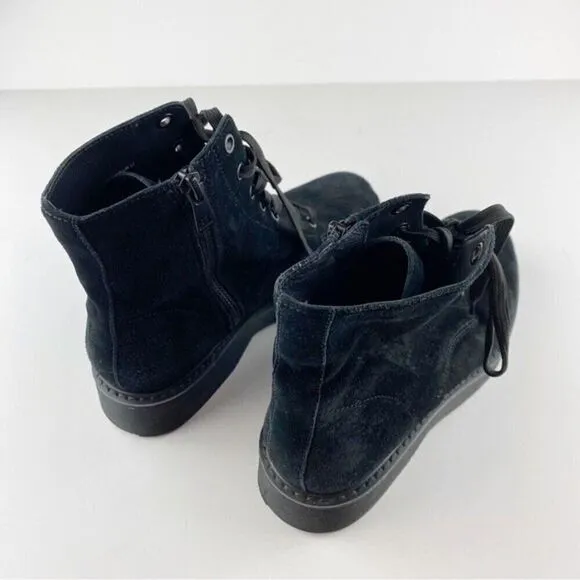 Vince Monastir Combat Boots Platform Lace-Up Black Suede Size 7