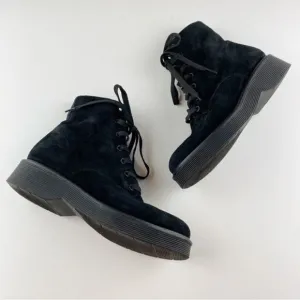 Vince Monastir Combat Boots Platform Lace-Up Black Suede Size 7