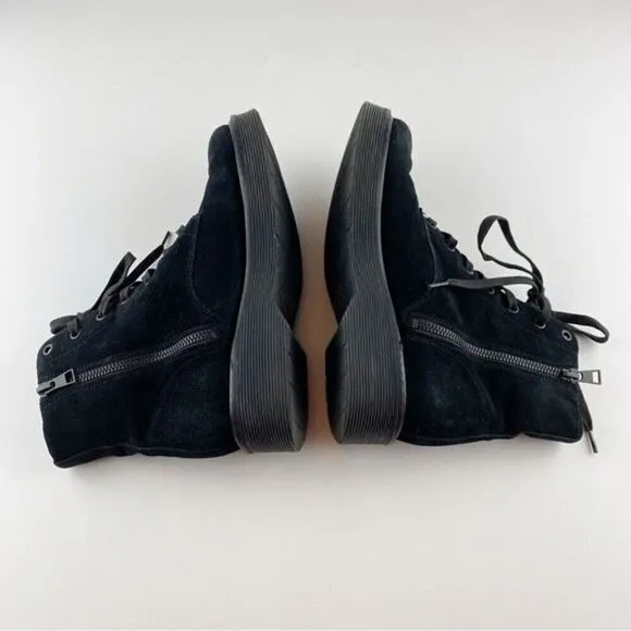 Vince Monastir Combat Boots Platform Lace-Up Black Suede Size 7