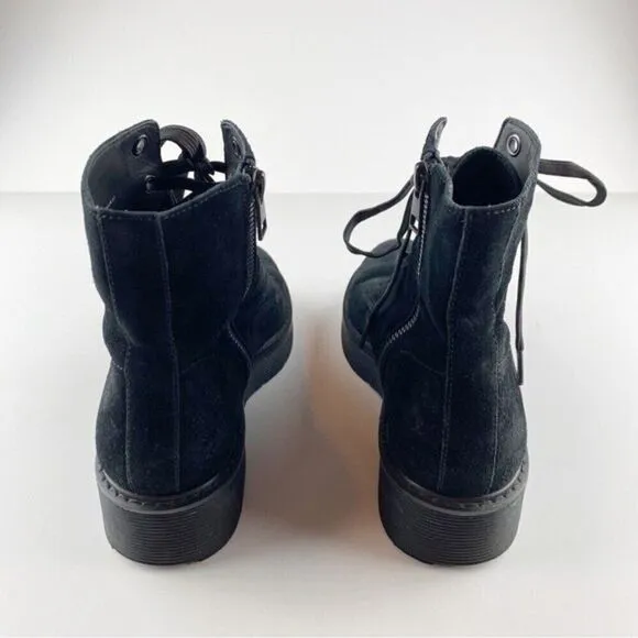 Vince Monastir Combat Boots Platform Lace-Up Black Suede Size 7