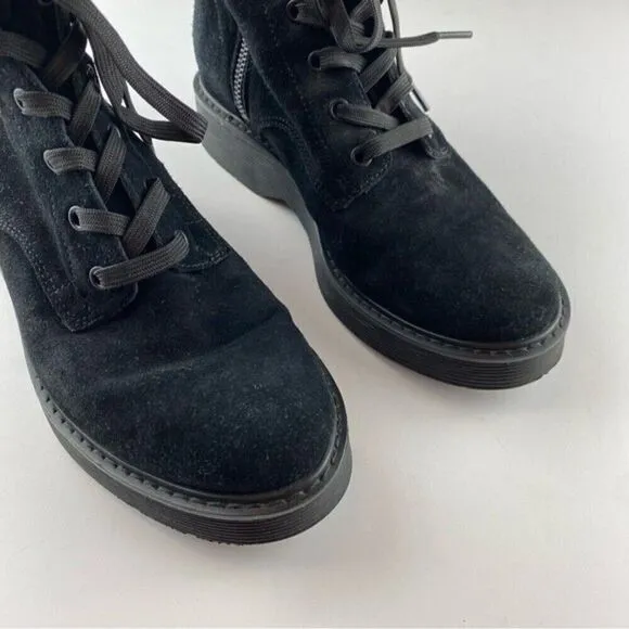 Vince Monastir Combat Boots Platform Lace-Up Black Suede Size 7