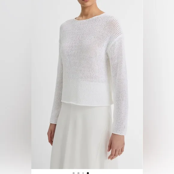Vince Open Knit Boat Neck Sweater - XS