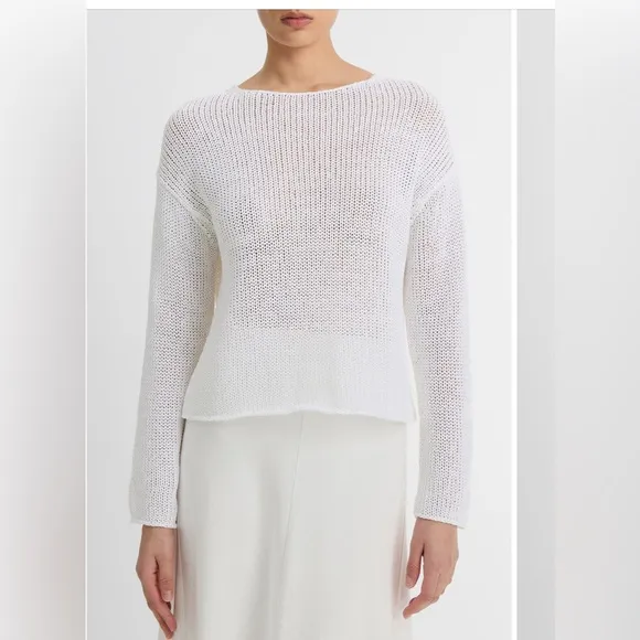 Vince Open Knit Boat Neck Sweater - XS