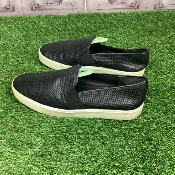 Vince Shoes Black Leather Sneakers Slip On Blair Perforated Loafer 8