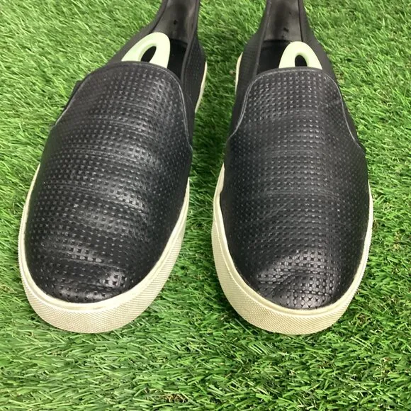 Vince Shoes Black Leather Sneakers Slip On Blair Perforated Loafer 8